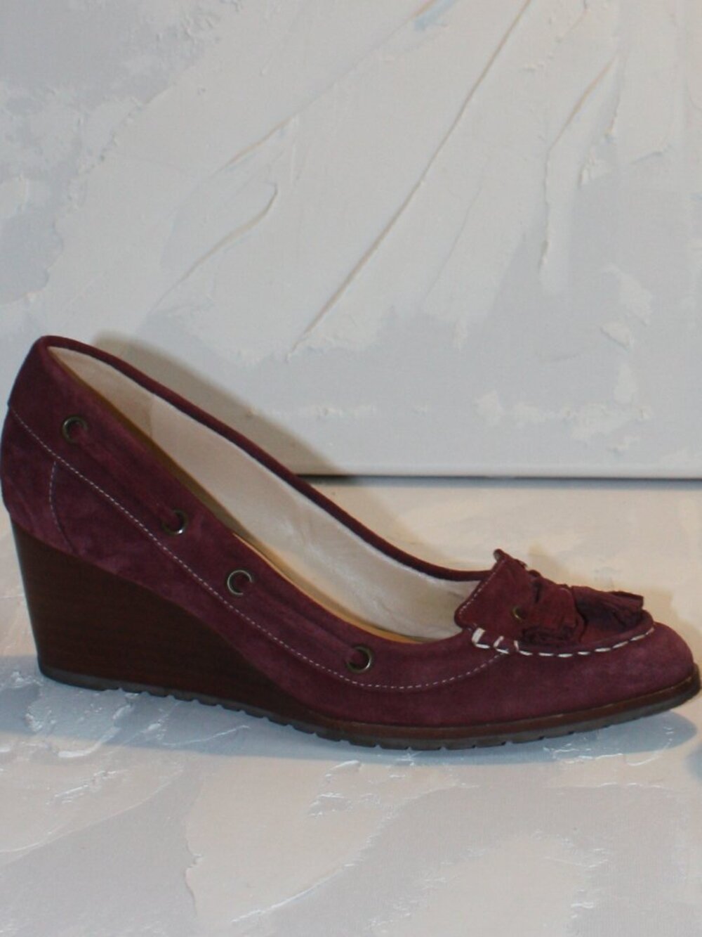 Cole Haan Burgundy Suede Wedge Heels Womens 9 1/2 B